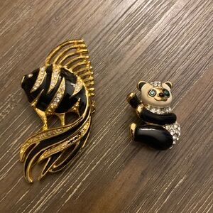 Two vintage costume pins